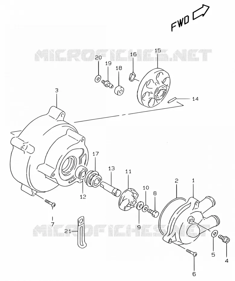 WATERPOMP (MODELE AY50W/WR) Suzuki SCOOTER 50 KATANA 2001  AY50WRYK1