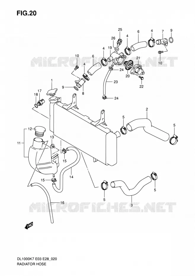 RADIATOR SLANG Suzuki MOTO 1000 V-STROM 2007  DL1000 K7 (E03,E28,E33)