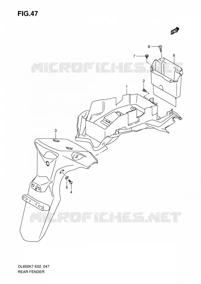 ACHTERSPATBORD Suzuki MOTO 650 V-STROM 2010  DL650 L0 (E02,E19,E24)