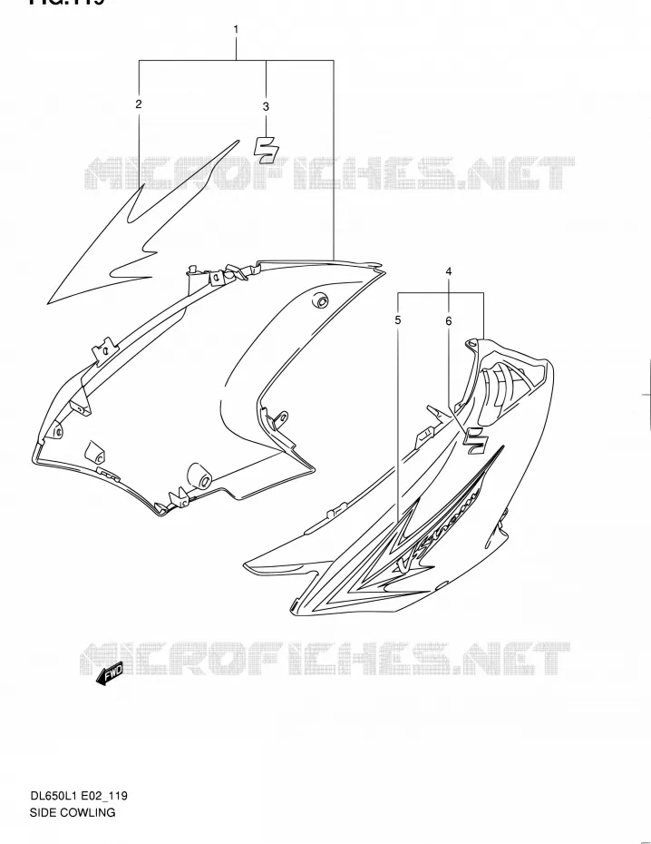SIDE KUIP Suzuki MOTO 650 V-STROM 2011  DL650 L1 (E02,E19,E24)