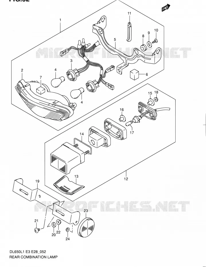 TAIL LIGHT ASSY Suzuki MOTO 650 V-STROM 2011  DL650 L1 (E03,E28,E33)