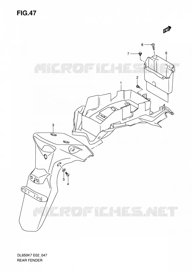 ACHTERSPATBORD Suzuki MOTO 650 V-STROM 2007  DL650A K7 (E02,E19,E24)