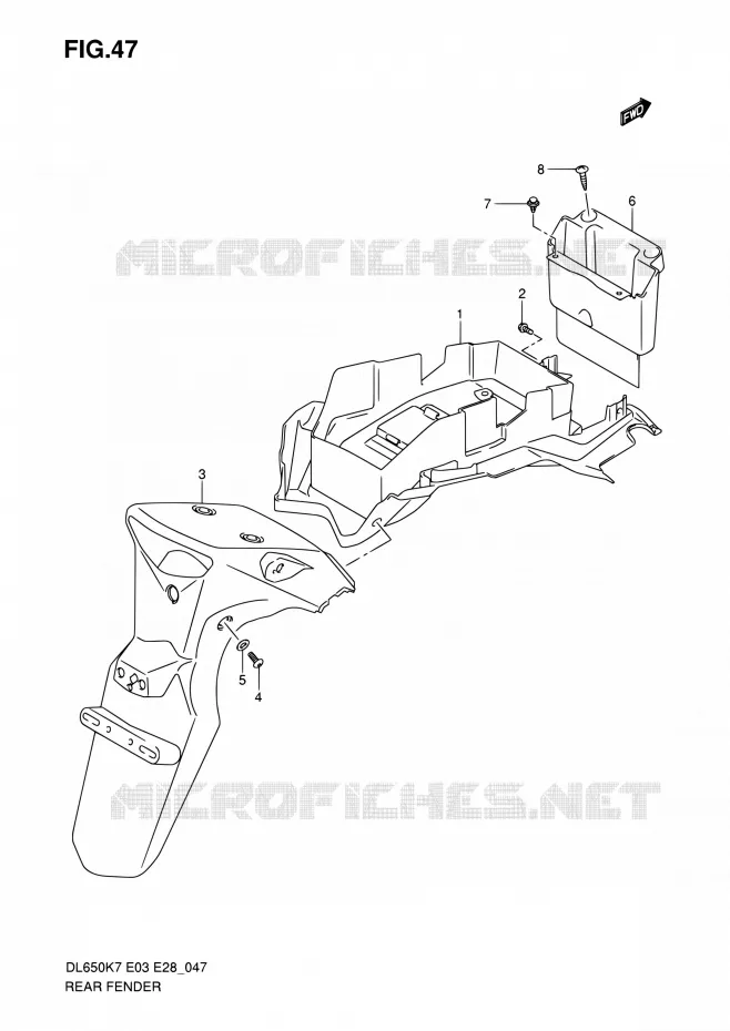 ACHTERSPATBORD Suzuki MOTO 650 V-STROM 2007  DL650A K7 (E03,E28,E33)