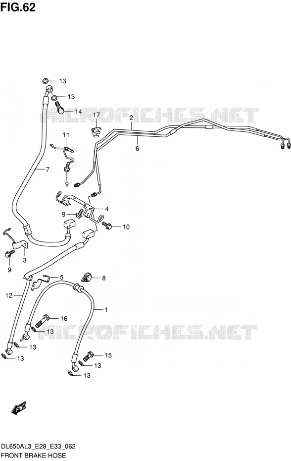 FRONT REMSLANG Suzuki MOTO 650 V-STROM 2013  DL650A L3 (E03,E28,E33)