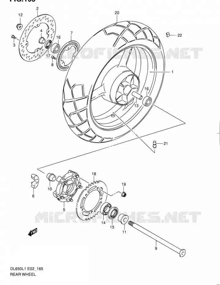 ACHTERWIEL (DL650AL1 E19) Suzuki MOTO 650 V-STROM 2011  DL650AUEL1(E19)