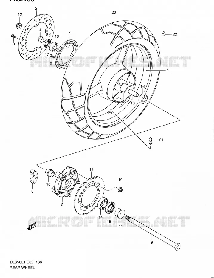 ACHTERWIEL (DL650AL1 E24) Suzuki MOTO 650 V-STROM 2011  DL650AUEL1(E19)