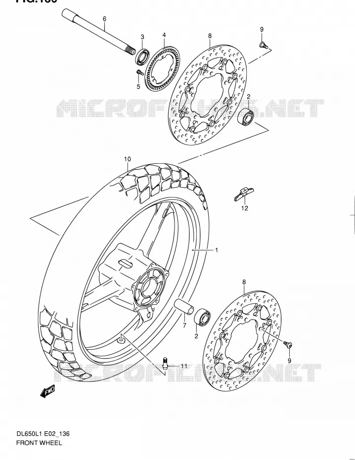 VOORWIEL (DL650AL1 E02) Suzuki MOTO 650 V-STROM 2011  DL650AUEL1(E19)