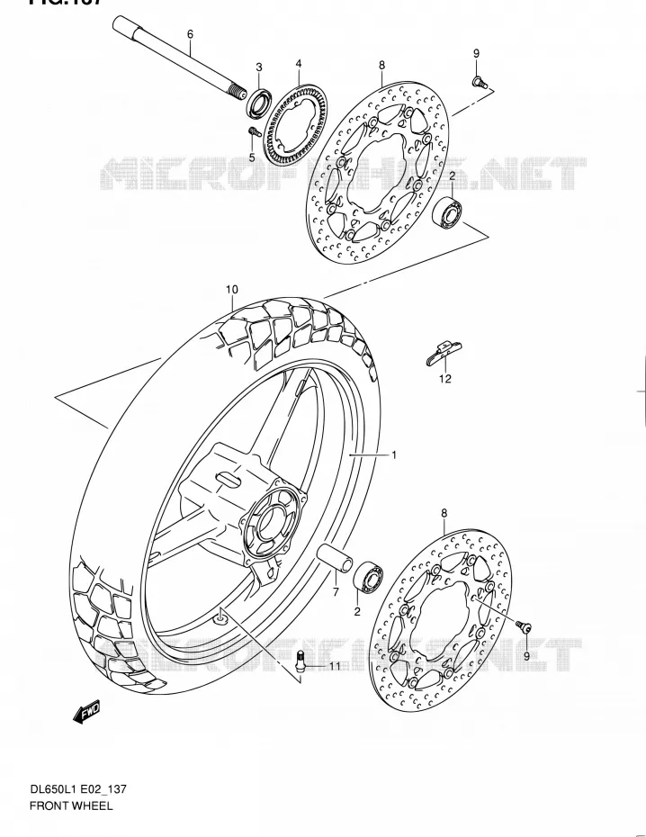 VOORWIEL (DL650AL1 E19) Suzuki MOTO 650 V-STROM 2011  DL650AUEL1(E19)
