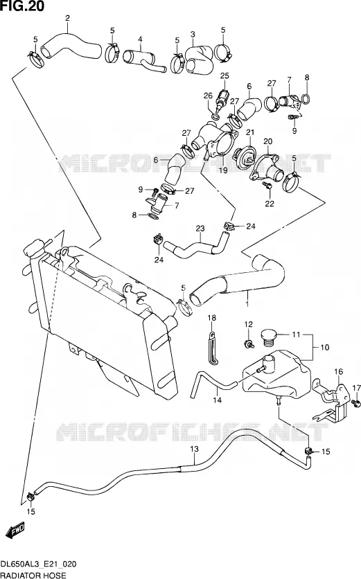 RADIATOR SLANG Suzuki MOTO 650 V-STROM 2015  DL650AUE L3 (E21)