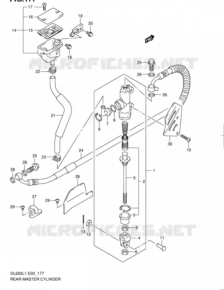 ACHTER HOOFDREMCILINDER (DL650L1 E02) Suzuki MOTO 650 V-STROM 2011  DL650UEL1(E19)