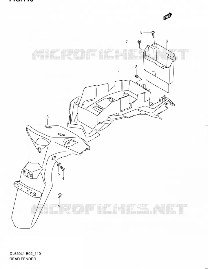 ACHTERSPATBORD (DL650L1 E19) Suzuki MOTO 650 V-STROM 2011  DL650UEL1(E19)