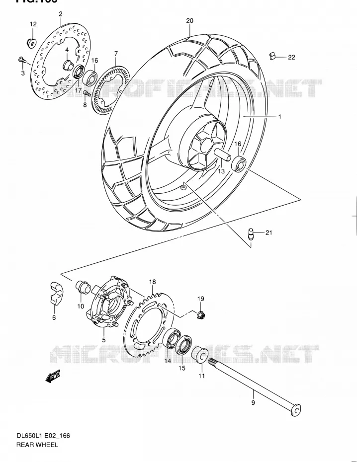 ACHTERWIEL (DL650AL1 E24) Suzuki MOTO 650 V-STROM 2011  DL650UEL1(E19)