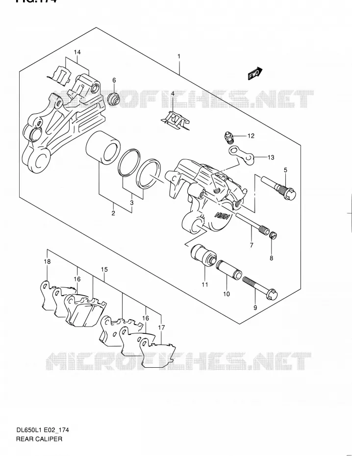REAR CALIPER (DL650AL1 E24) Suzuki MOTO 650 V-STROM 2011  DL650UEL1(E19)