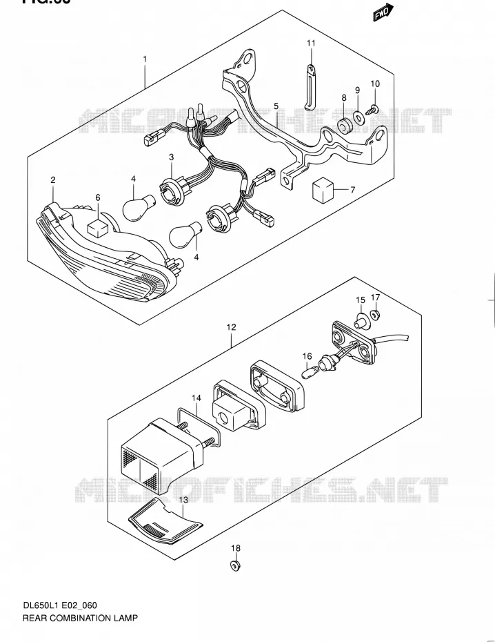 TAIL LIGHT ASSY Suzuki MOTO 650 V-STROM 2011  DL650UEL1(E19)