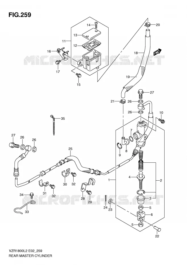 ACHTER hoofdremcilinder (VZR1800L2 E24) Suzuki MOTO 1800 INTRUDER 2012  VZR1800L2(E02)