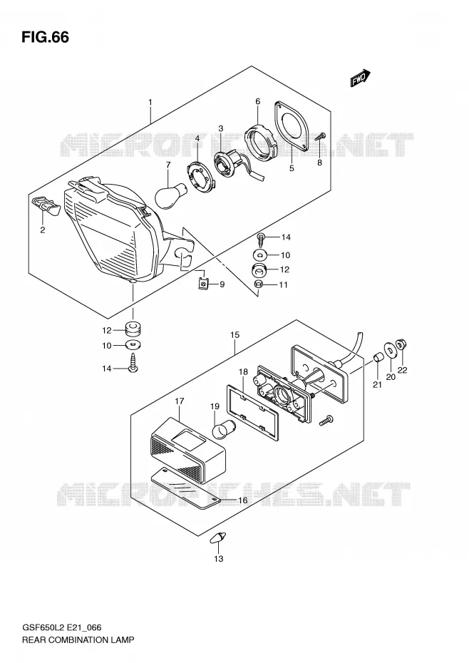 ACHTERLICHT Suzuki MOTO 650 BANDIT 2012  GSF650AL2(E21)