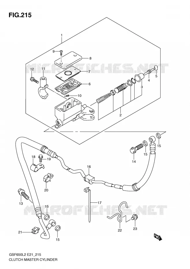 CLUTCH HOOFDREMCILINDER (GSF650AL2 E21) Suzuki MOTO 650 BANDIT 2012  GSF650AL2(E21)