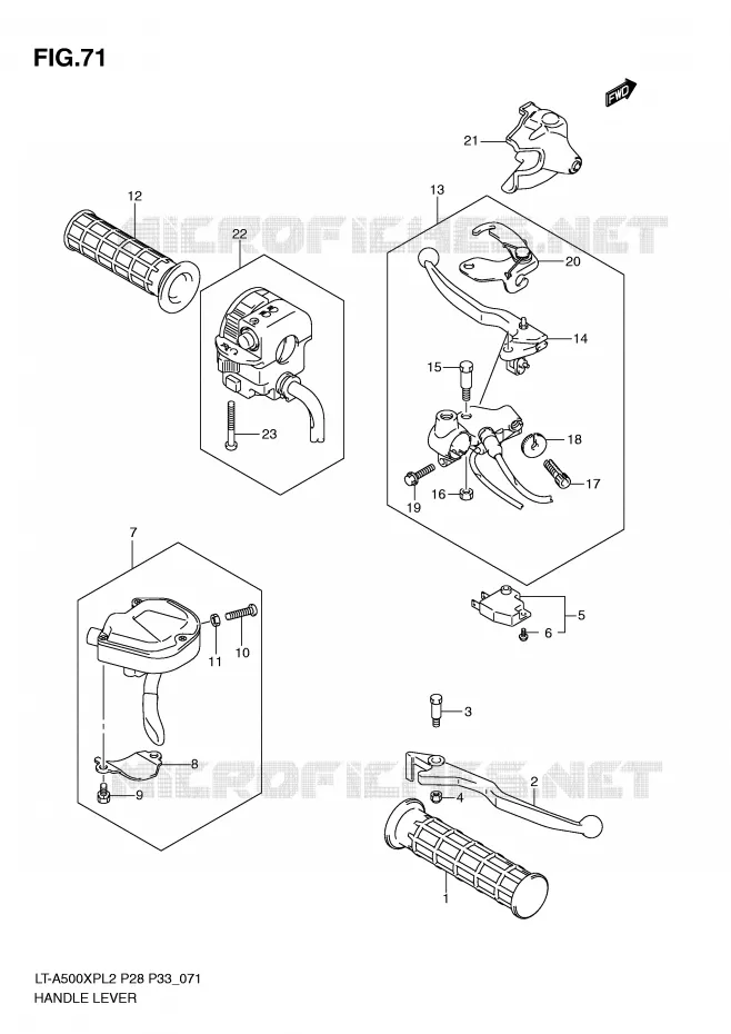 HANDGRIPS - LEVERS Suzuki QUAD 500 KINGQUAD 2012  LT-A500XPZL2(P28)