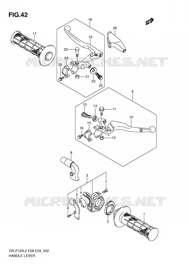 HEFBOMEN - HANDGRIPS (DR-Z125L2 E33) Suzuki MOTO 125 DR-Z 2012  DR-Z125LL2(E28)