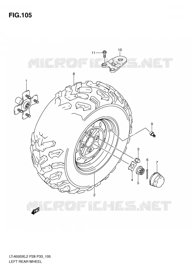 LINKERHAND ACHTERWIEL (LT-A500XL2 P28) Suzuki QUAD 500 KINGQUAD 2012  LT-A500XL2(P28)