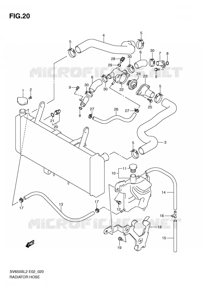 RADIATOR SLANG Suzuki MOTO 650 SV 2012  SV650SL2(E02)