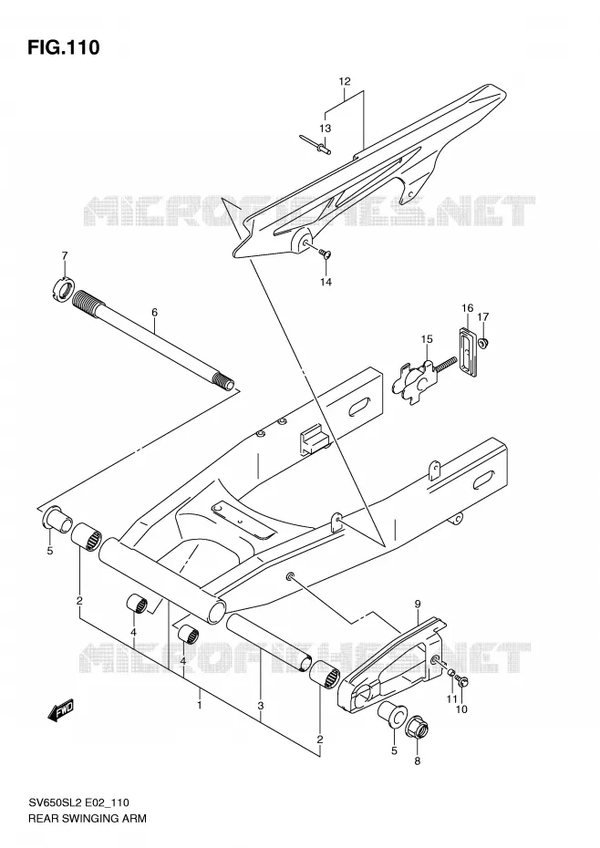 SWINGARM (SV650SL2 E2) Suzuki MOTO 650 SV 2012  SV650SAL2(E02)