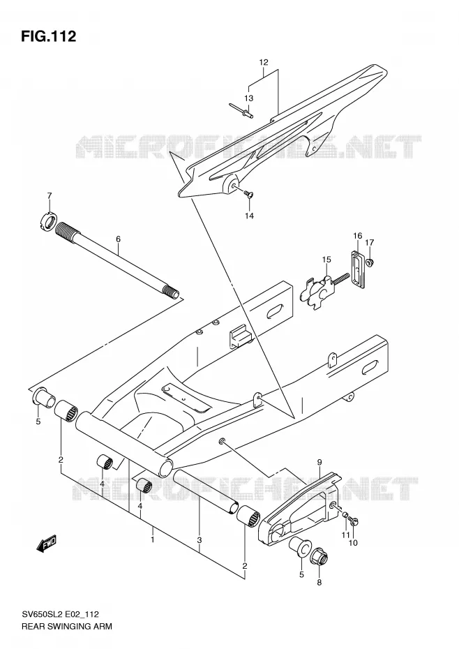 SWINGARM (SV650SUL2 E24) Suzuki MOTO 650 SV 2012  SV650SUL2(E02)