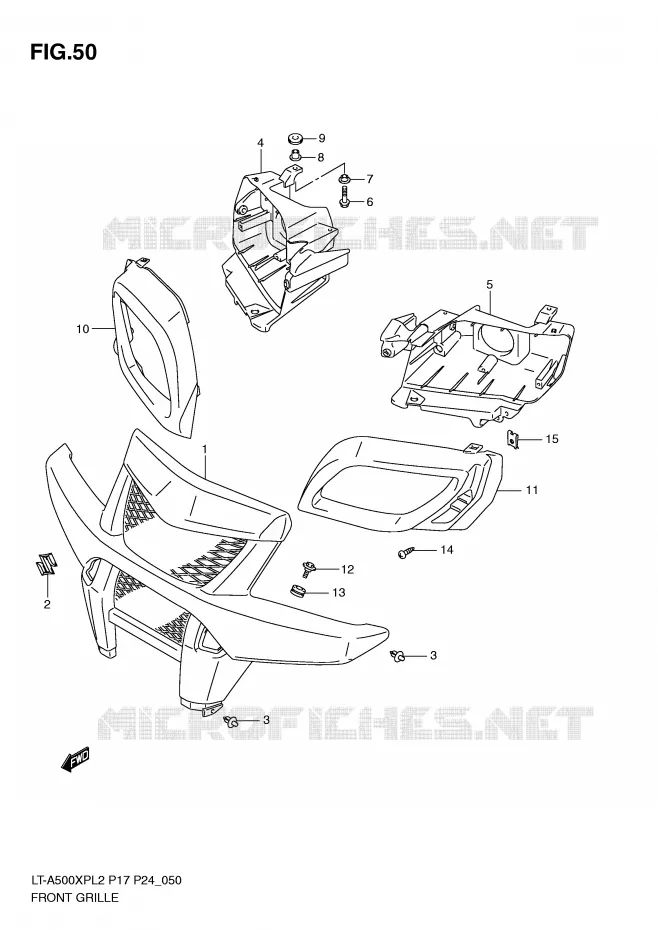 VOORBUMPER - KOPLAMPHUIS Suzuki QUAD 500 KINGQUAD 2012  LT-A500XPL2(P17)