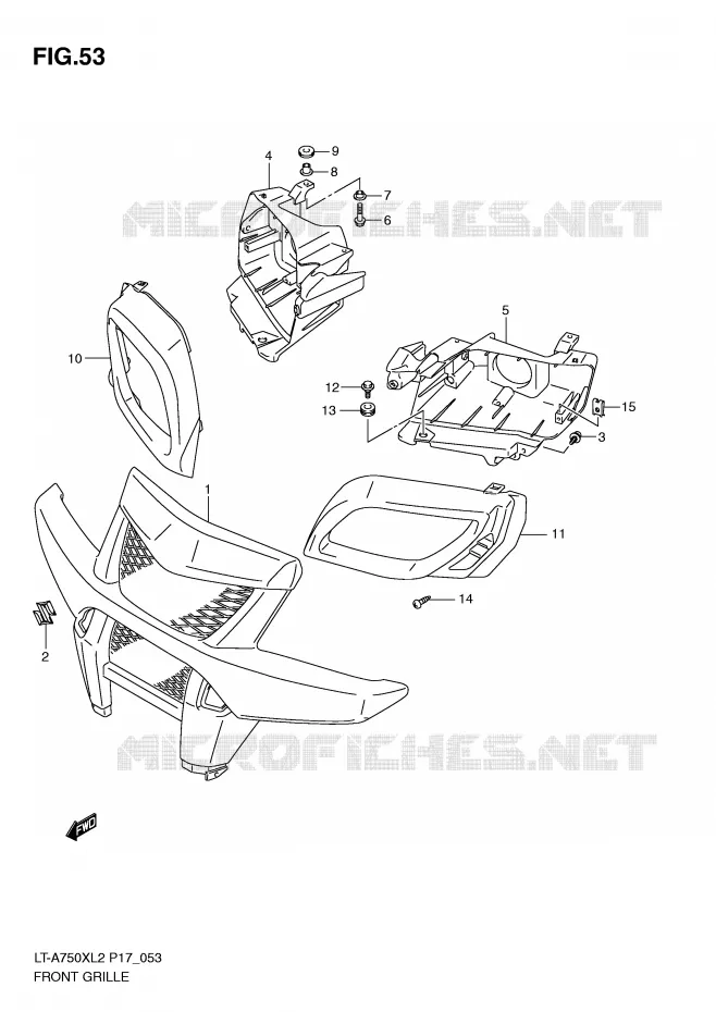 VOORBUMPER - KOPLAMPHUIS Suzuki QUAD 750 KINGQUAD 2012  LT-A750XL2(P17)