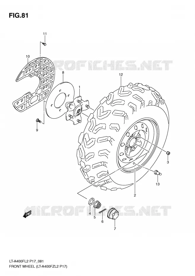 VOORWIEL (LT-A400FZL2 P17) Suzuki QUAD 400 KINGQUAD 2012  LT-F400L2(P17)