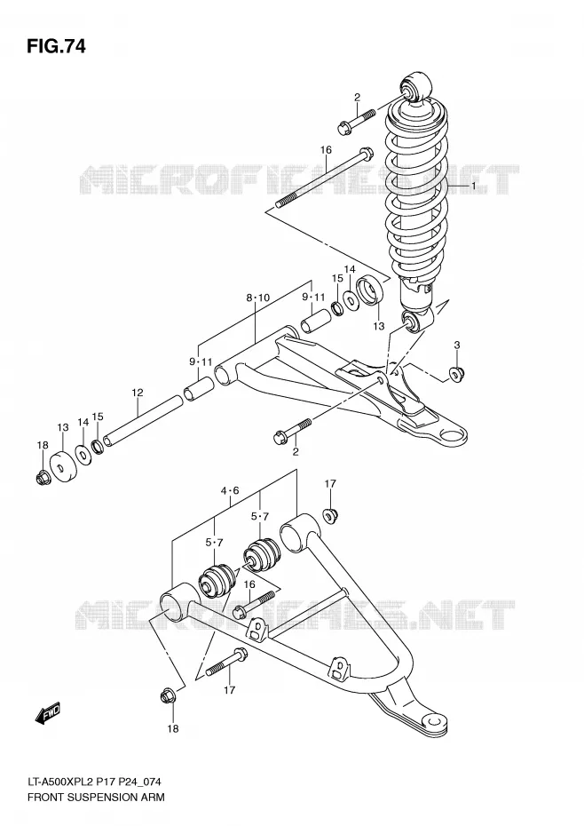 VOORWIELOPHANGING ARM Suzuki QUAD 500 KINGQUAD 2012  LT-A500XPL2(P17)