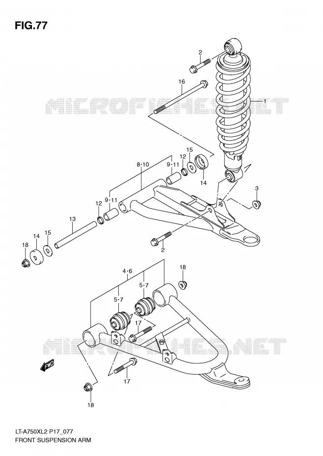 VOORWIELOPHANGING ARM Suzuki QUAD 750 KINGQUAD 2012  LT-A750XL2(P17)