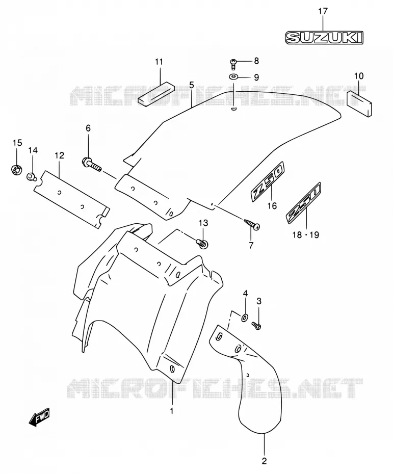 ACHTERSPATBORD Suzuki MOTO 250 DR-Z 2002  DR-Z250 K2 (E03,E28,E33)