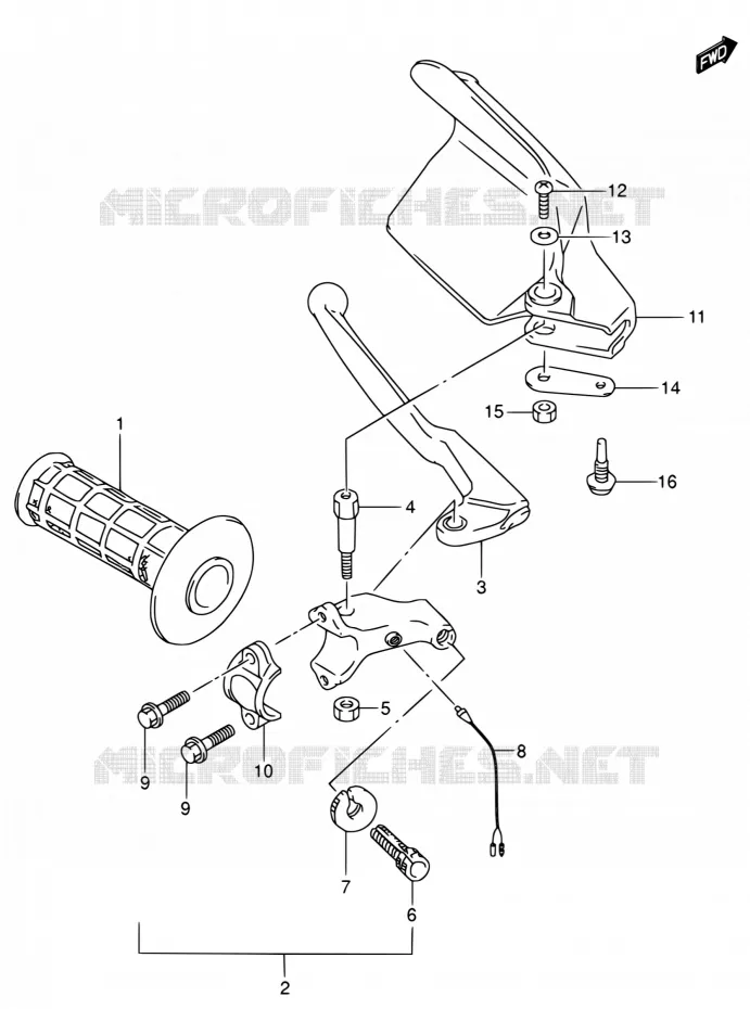 LINKER HENDEL - HANDGREEP Suzuki MOTO 250 DR-Z 2002  DR-Z250 K2 (E03,E28,E33)