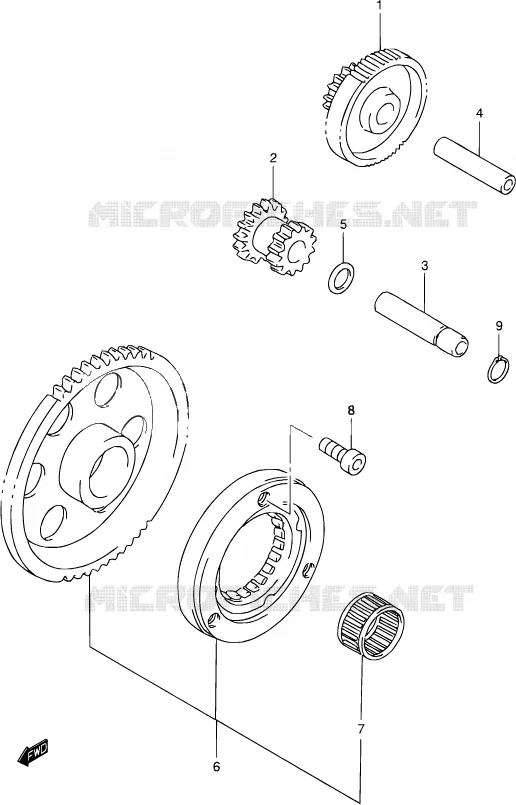 STARTMOTOR CLUTCH Suzuki MOTO 250 DR-Z 2003  DR-Z250 K3 (E03,E28,E33)