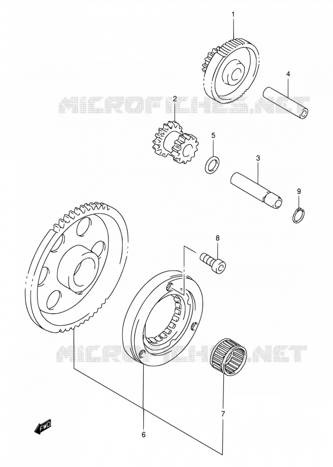 STARTMOTOR CLUTCH Suzuki MOTO 250 DR-Z 2005  DR-Z250 K5 (E03,E28,E33)