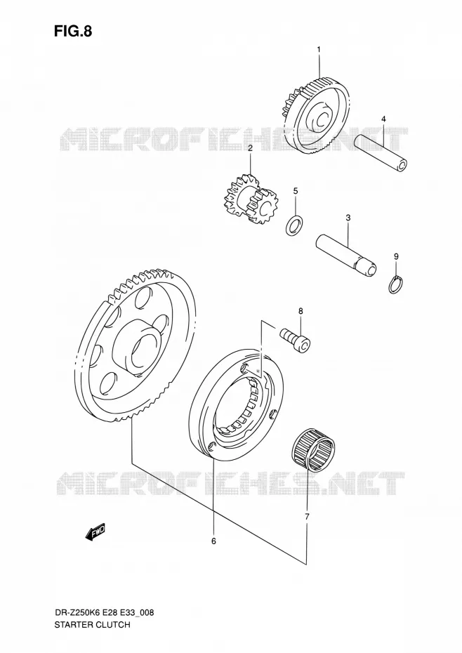 STARTMOTOR CLUTCH Suzuki MOTO 250 DR-Z 2007  DR-Z250 K7 (E03,E28,E33)