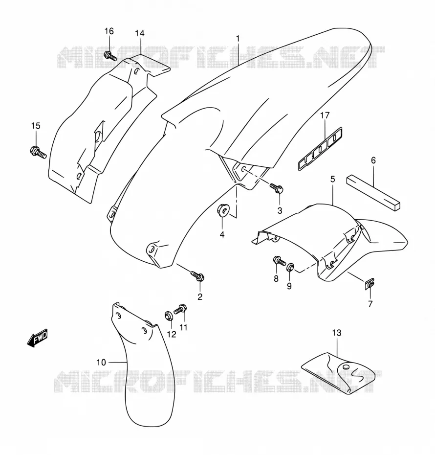 ACHTERSPATBORD (MODELE Y/K1/K2/K3) Suzuki MOTO 400 DR-Z 2001  DR-Z400 K1 (E03,E28,E33)