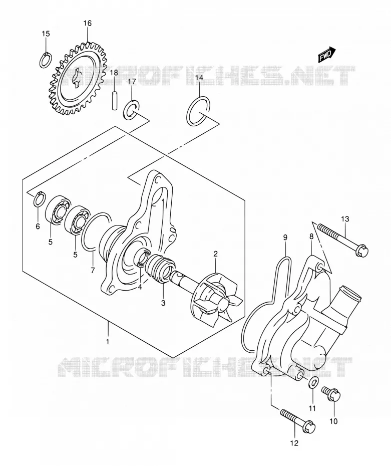 WATERPOMP Suzuki MOTO 400 DR-Z 2001  DR-Z400 K1 (E03,E28,E33)