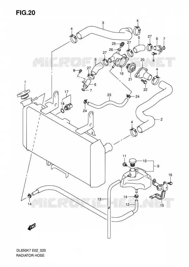 RADIATOR (MODELE Y/K1) Suzuki MOTO 400 DR-Z 2000  DR-Z400 Y (E03,E28,E33)