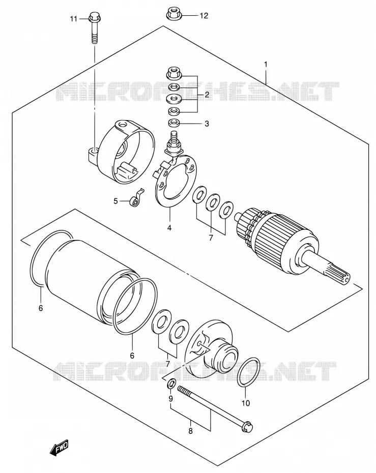 STARTMOTOR (DR-Z400EY/EK1/EK2/EK3/EK4) Suzuki MOTO 400 DR-Z 2000  DR-Z400 Y (E03,E28,E33)