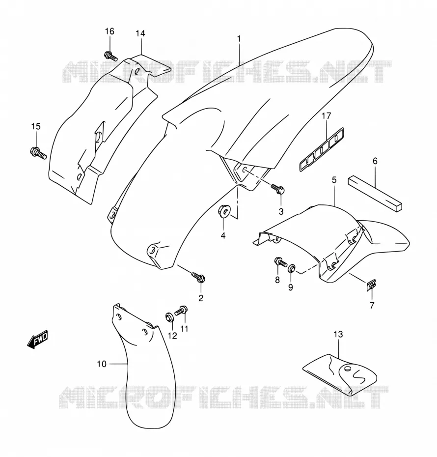 ACHTERSPATBORD (MODELE Y/K1/K2/K3) Suzuki MOTO 400 DR-Z 2001  DR-Z400E K1 (E03,E28,E33)