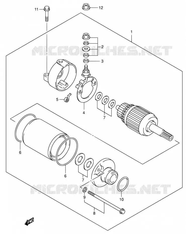 STARTMOTOR (DR-Z400EY/EK1/EK2/EK3/EK4) Suzuki MOTO 400 DR-Z 2001  DR-Z400E K1 (E03,E28,E33)