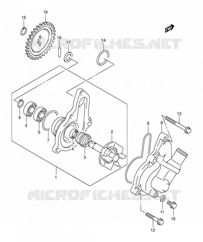 WATERPOMP Suzuki MOTO 400 DR-Z 2001  DR-Z400E K1 (E03,E28,E33)