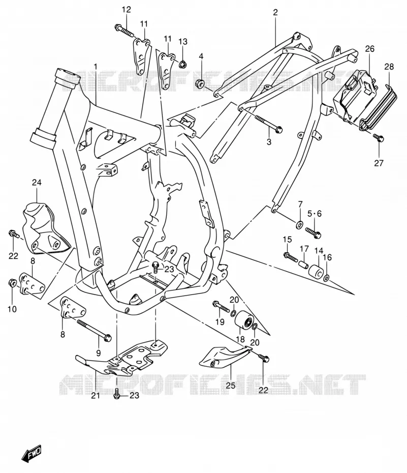 FRAME (MODELE K1/K2/K3/K4) Suzuki MOTO 400 DR-Z 2003  DR-Z400EK3(E24)