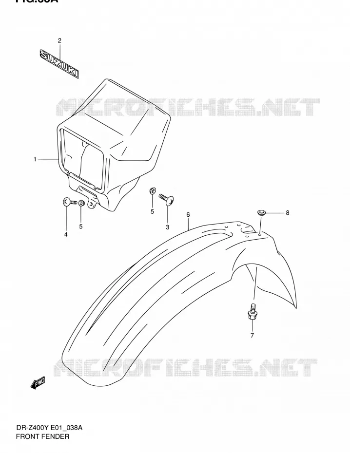FRONT FENDER (DR-Z400EY/EK1 E24) Suzuki MOTO 400 DR-Z 2003  DR-Z400EK3(E24)