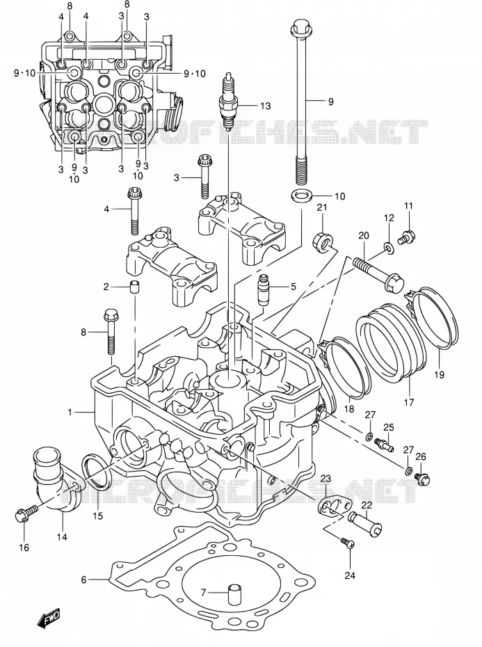 CILINDERKOP Suzuki MOTO 400 DR-Z 2007  DR-Z400E K7 (E03,E28,E33)