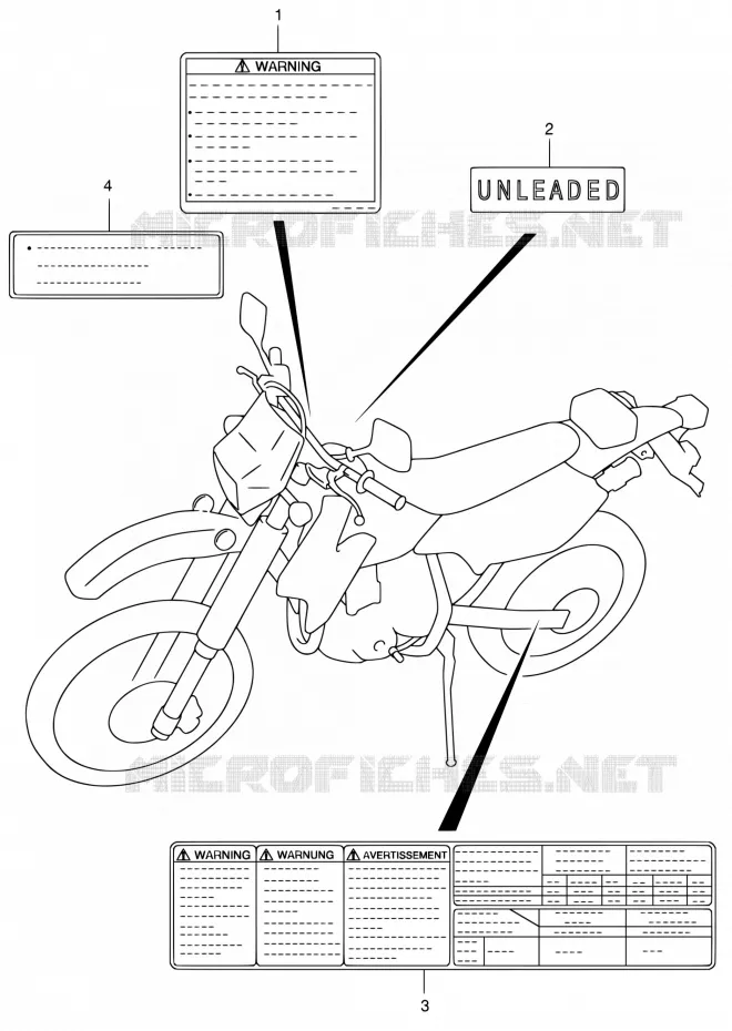 ETIKET (MODELE Y) Suzuki MOTO 400 DR-Z 2000  DR-Z400EY(E24)