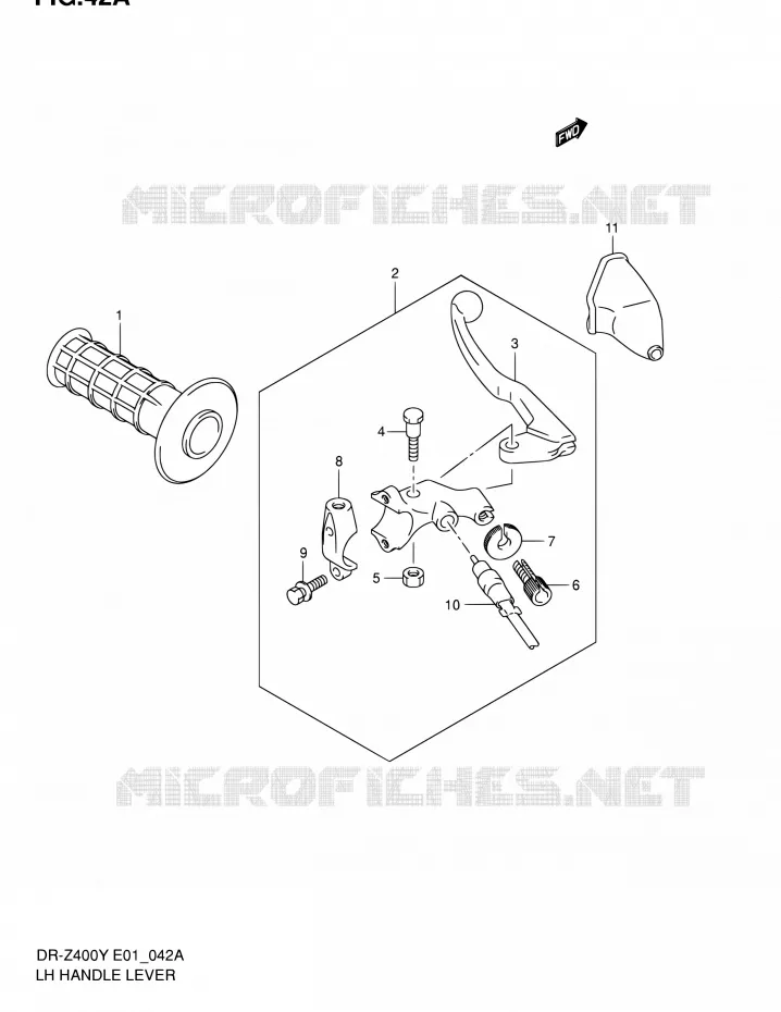 LINKER HENDEL - HANDGREEP (DR-Z400EY/EK1/EK2/EK3/EK4 E24) Suzuki MOTO 400 DR-Z 2000  DR-Z400EY(E24)