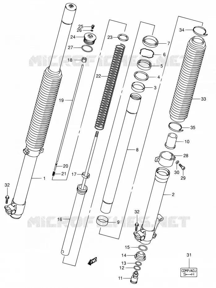 VOORVORK (DR-Z400EY/EK1/EK2 P37) Suzuki MOTO 400 DR-Z 2000  DR-Z400EY(E24)